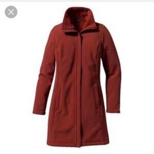 PATAGONIA Au Train Polarfleece Softshell Long Coat Burnt Orange Jacket Fleece